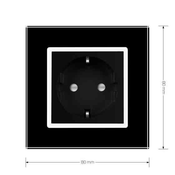 LIVOLO Електрична розетка з заземленням LIVOLO, чорна з білою вставкою, шторки, скло, 250В 16А Коломия