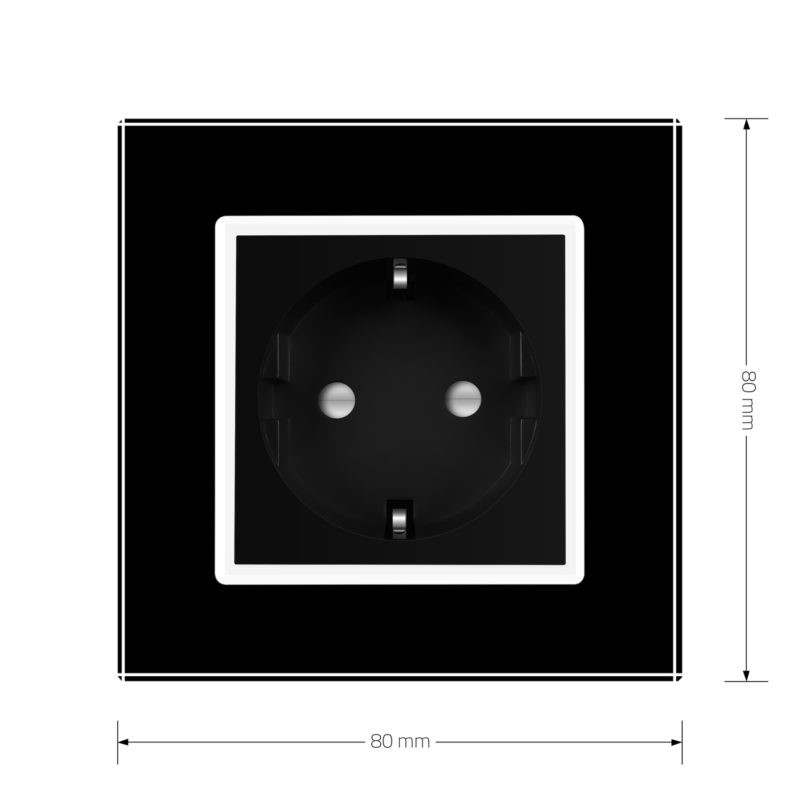 LIVOLO Електрична розетка з заземленням LIVOLO, чорна з білою вставкою, шторки, скло, 250В 16А Коломия - фото 5
