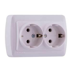 DEMET білий Розетка зовнішня 2-а із заземленням закритий корпус Лезард Житомир - изображение 1