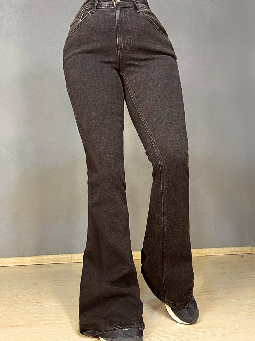Джинсы женские Sherocco 7032 клеш от колена высокая посадка стрейчевые коричневые, чёрний з коричневим, 29, 29, 75 см, 100 см Киев - изображение 9