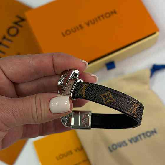 Мужской брендовый браслет на руку Lv (20201) коричневый Киев