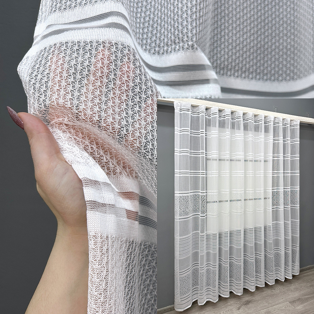 Короткий тюль VR-Textil 1942т Жакард Білий 300х200 см (42-0906) Київ - фото 1