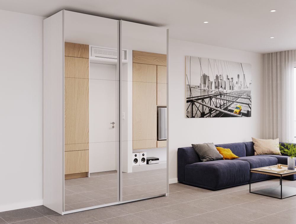 Шкаф-купе двухдверный Doros G-Caiser 160х60х240 см Белый/2 Зеркала (DRS-011024) Львов - изображение 1