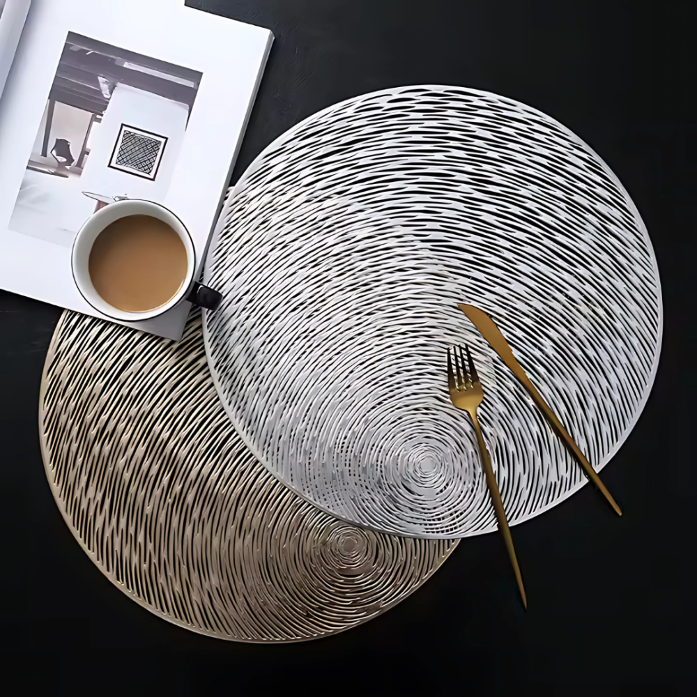 Сервировочная салфетка круглая под горячее, коврик сервировочный серебристый набор 2 шт Каменец-Подольский - изображение 3