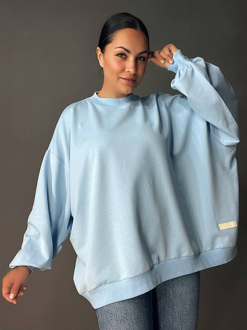 Світшот жіночий MY CITY 3044 широкий оверсайз супер вільного крою великі розміри, блакитний, one size Київ - фото 1