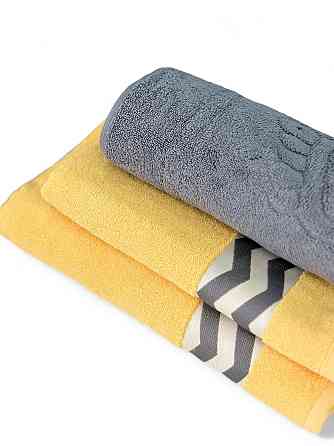 Комплект махровых полотенец с дизайном + коврик для ног Ideal Textile Жовтий Черновцы