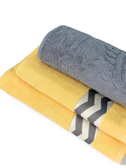 Комплект махровых полотенец с дизайном + коврик для ног Ideal Textile Жовтий Черновцы - изображение 4