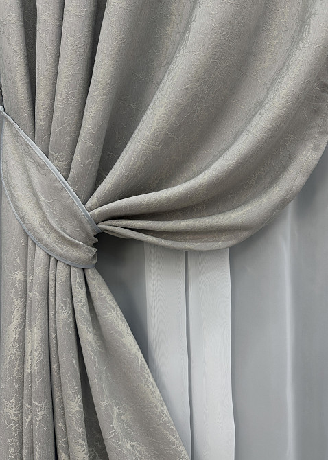 Комплект штор VR-Textil Жакард Viva Marmo № 1781ш Світло-сірий 150х290 см 2 шт (33-0732) Київ - фото 5
