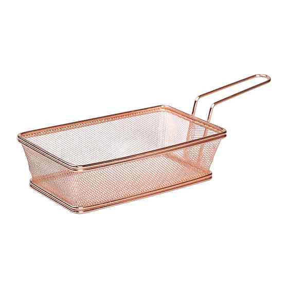 Кошик сервірувальний 21×11.5×5.5 см для подачі картоплі фрі та снеків з ручкою Рожевий HP-19-11-R Коломия