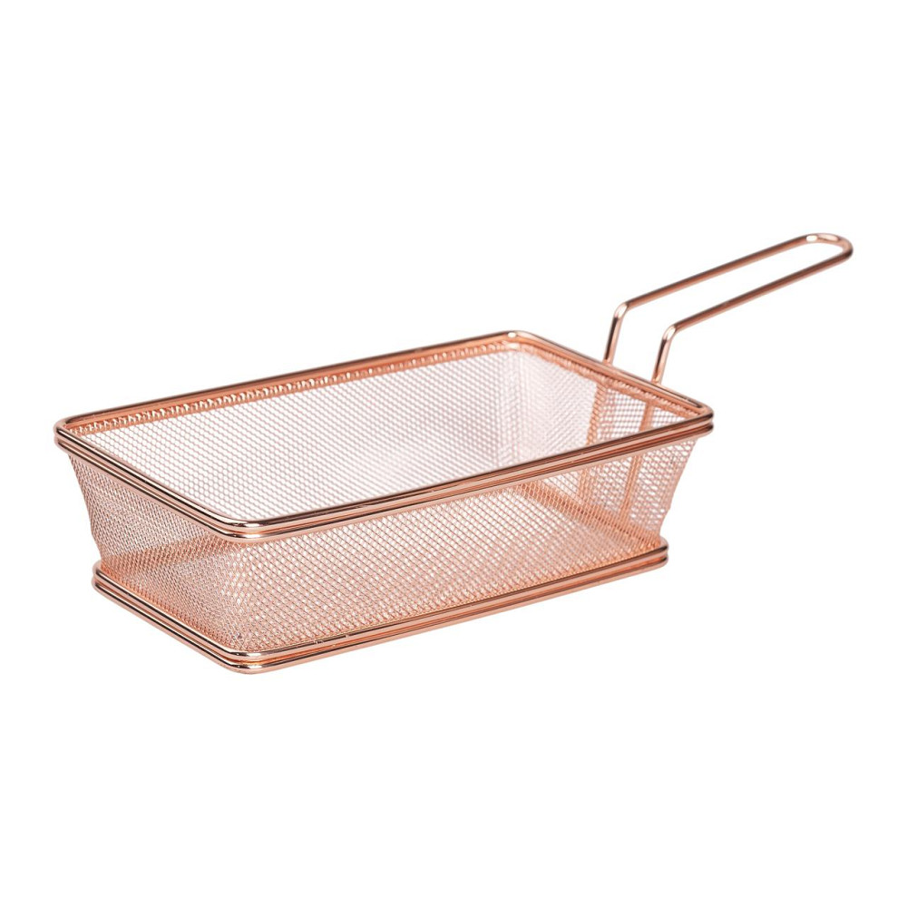 Кошик сервірувальний 21×11.5×5.5 см для подачі картоплі фрі та снеків з ручкою Рожевий HP-19-11-R Коломия - фото 1