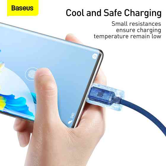 Кабель Baseus Crystal Shine для быстрой зарядки USB-C 2м Синий Киев