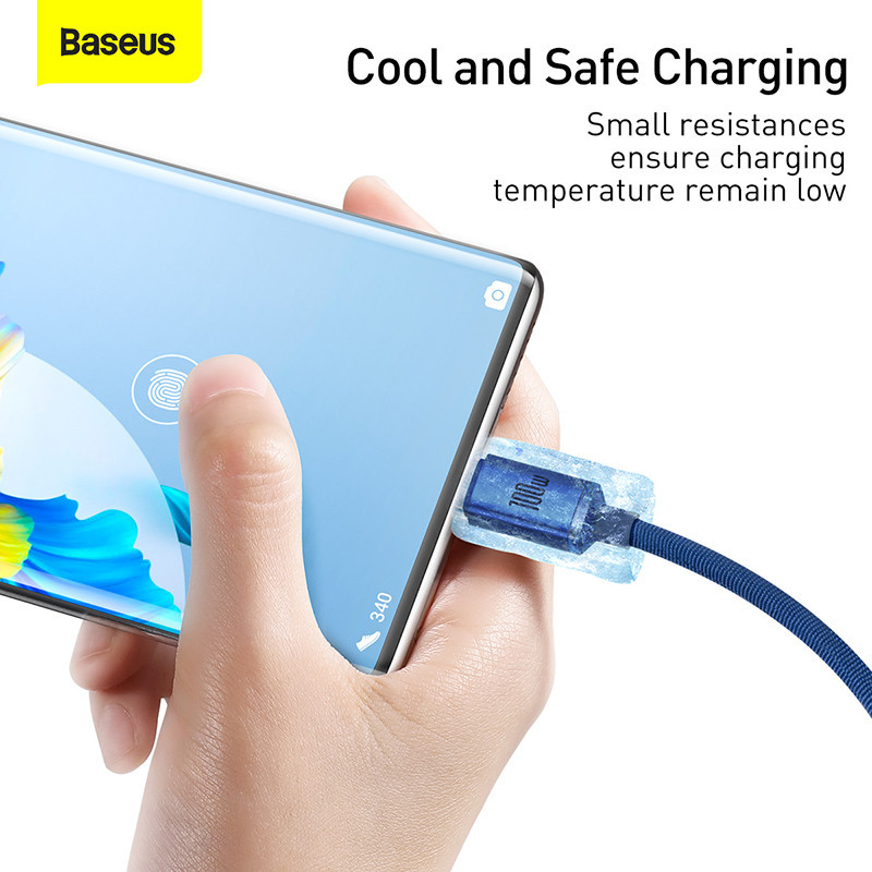 Кабель Baseus Crystal Shine для быстрой зарядки USB-C 2м Синий Киев - изображение 3