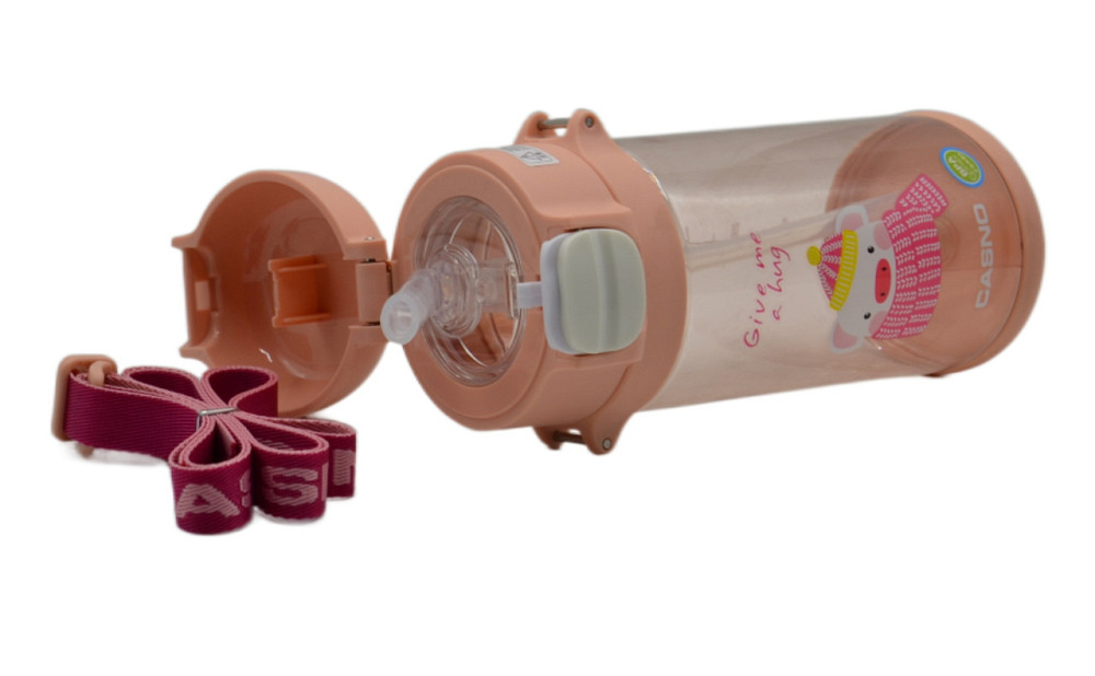 Пляшка для води CASNO 690 мл KXN-1219 Рожева (Свинка) з соломинкою Кам'янське - фото 6