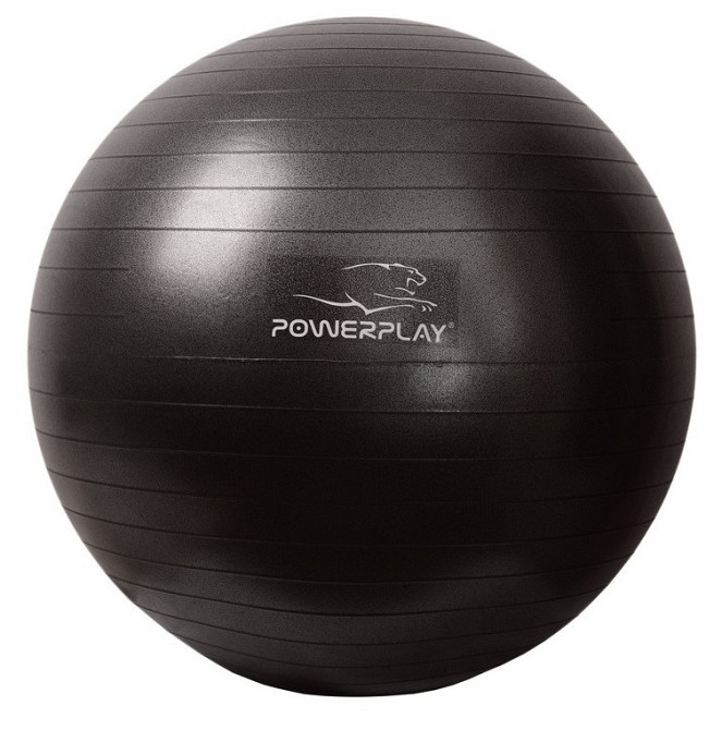 М'яч для фітнесу (фітбол) PowerPlay 4001 Ø65 cm Gymball  Чорний + помпа Каменское - изображение 2