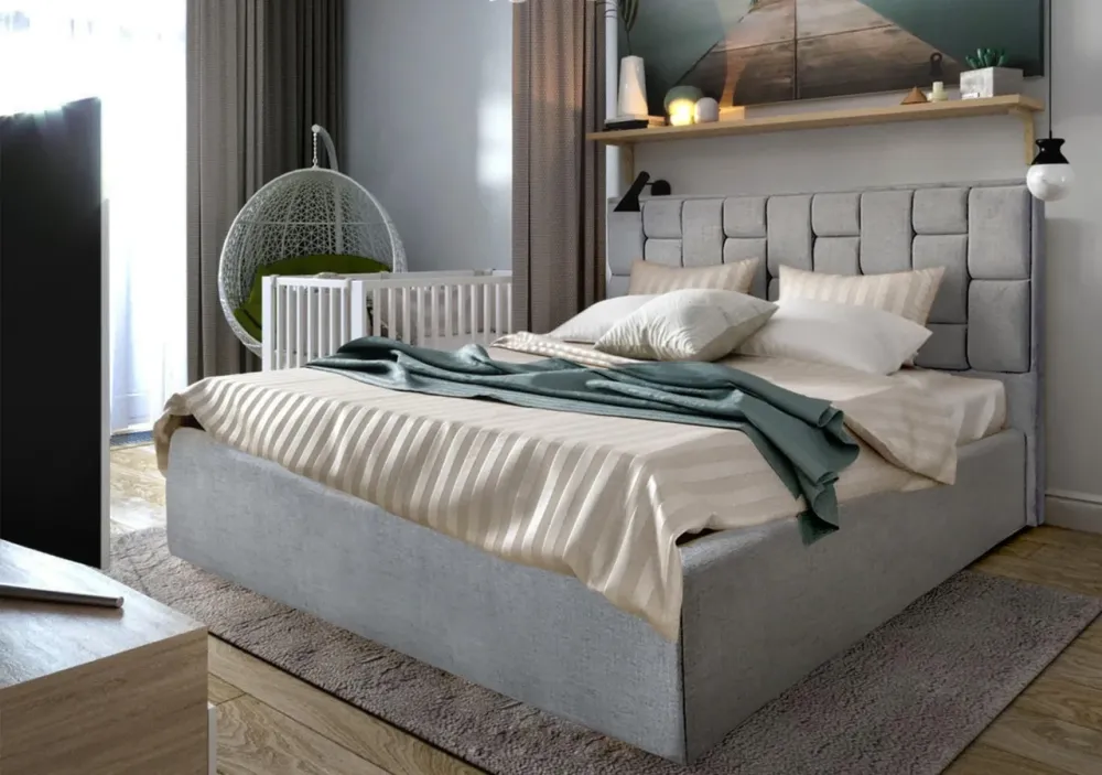Кровать BNB Royal Comfort 90 х 200 см Simple С подъемным механизмом и нишей для белья Серый Киев - изображение 3