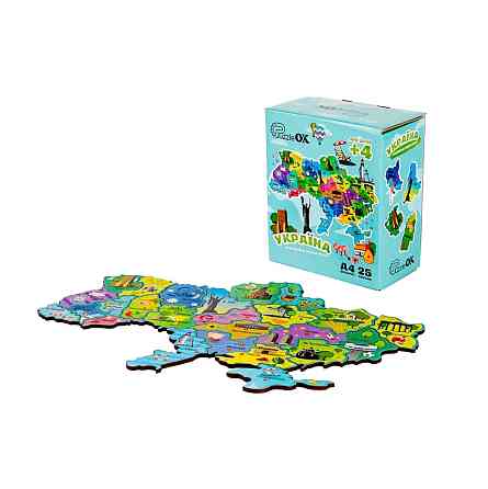 Дерев'яний магнітний пазл А4 "Мапа України" PuzA4-22926, 25 елементів Вінниця