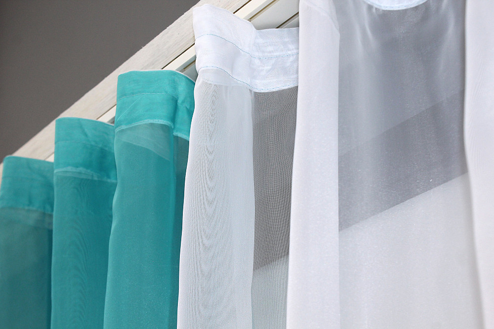 Кухонные шторы VR-Textil № 017к комбинированные с подвязками лазурный с белым 265х170 см (52-0676) Киев - изображение 4