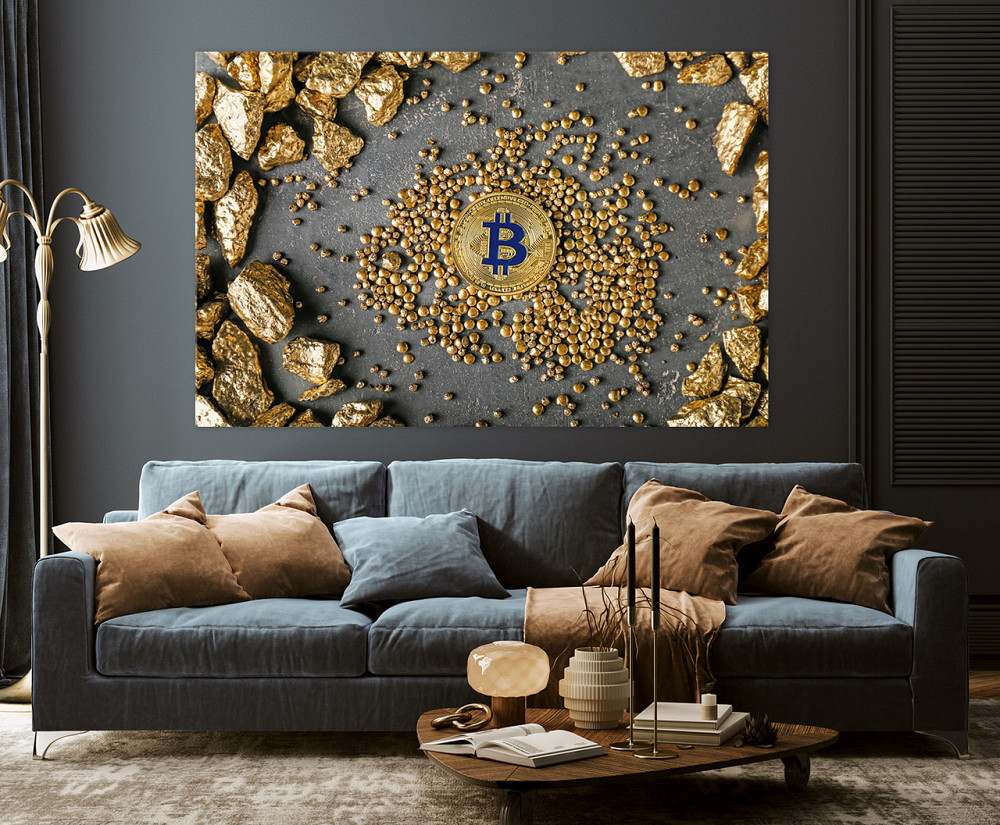 Картина холст  у вітальню / спальню Біткоін     MLP_24  ( 60х30см ) 60x100 см Київ - фото 3