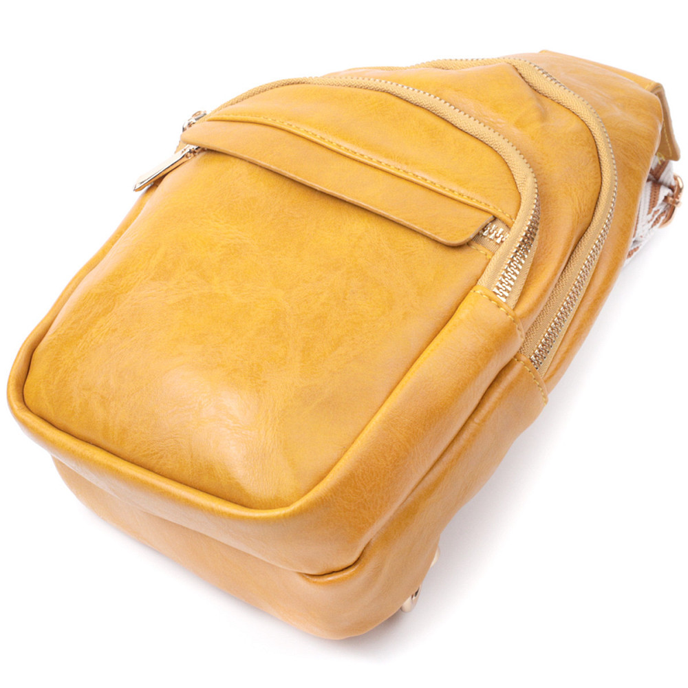 Яркая женская сумка с одной лямкой через плечо из гладкой экокожи Vintage 22769 Желтый Киев - изображение 6