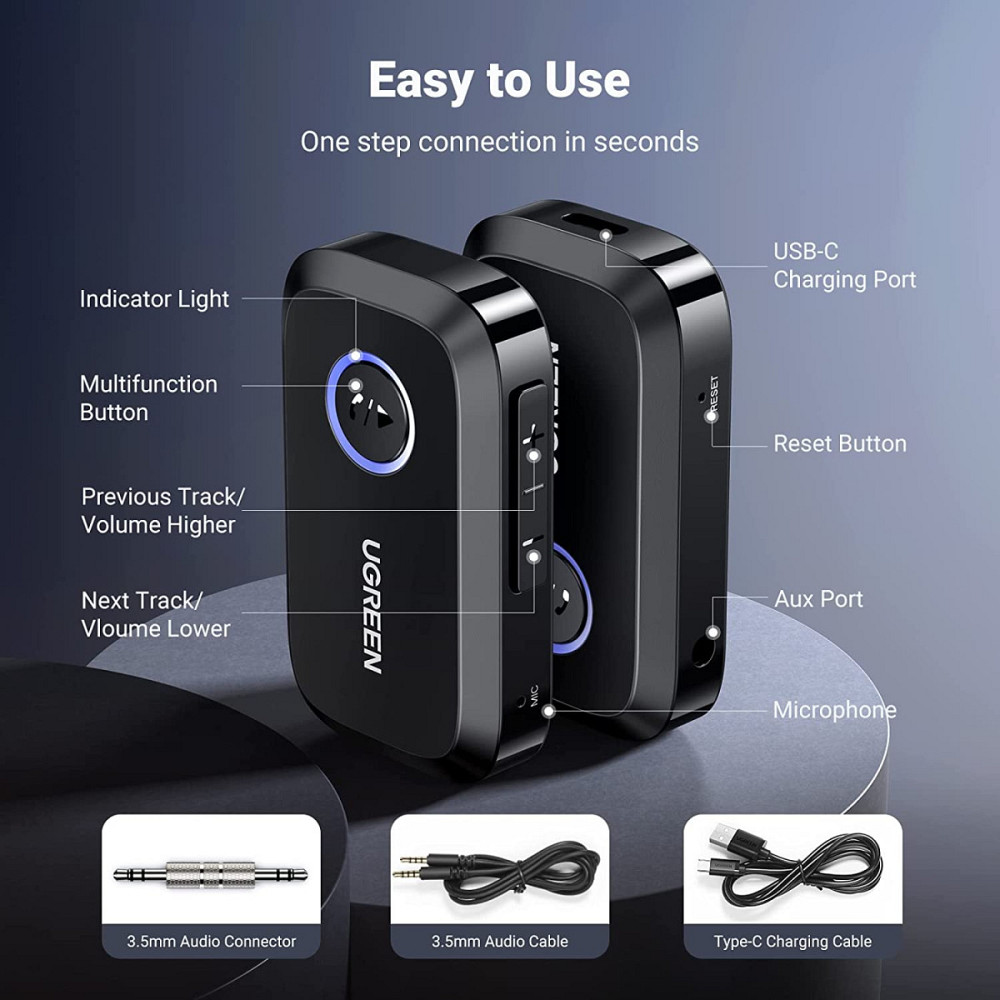 Bluetooth 5.3 приемник UGreen CM596 с AUX выходом, микрофоном для автомагнитол, дом.театров 90748 Николаев - изображение 9