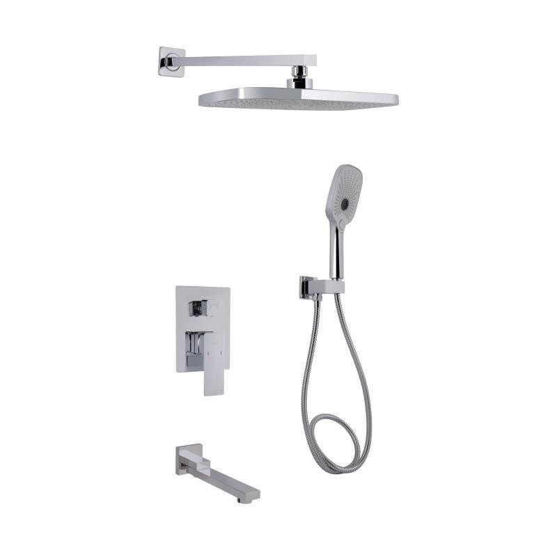 Душевая система из латуни Qtap Gemini скрытого монтажа на три потребителя (с изливом) QTGEM114CRM45702 Chrome Харьков - изображение 1