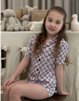Дитяча піжамка із сатину шорти з сорочкою Пудровий р 146-152 Харків - фото 1