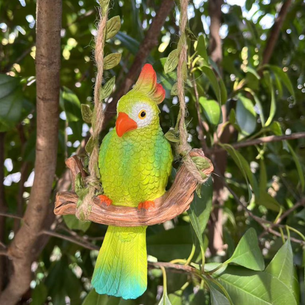 Садовая фигура Попугай Какаду на качели 14 х 9.5 х 4см Полистоун Одесса - изображение 4