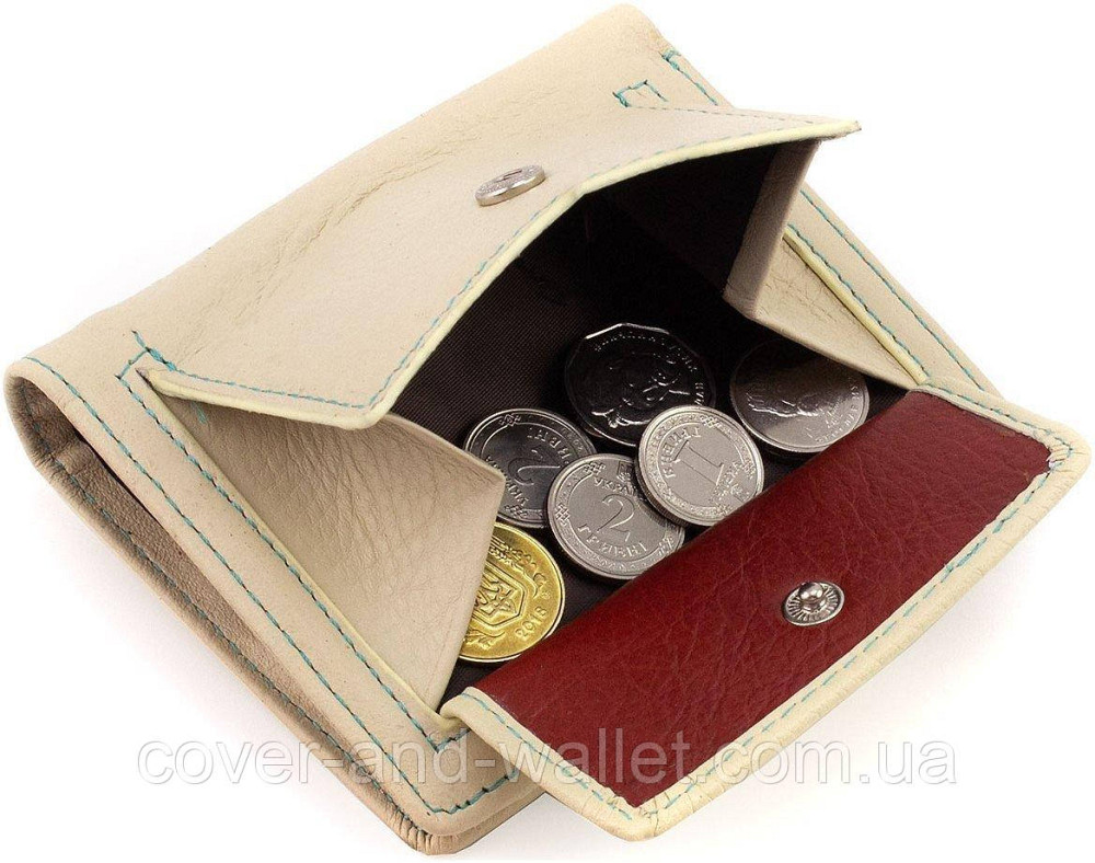 Небольшой кожаный женский кошелек белого цвета ST 415 Киев - изображение 3