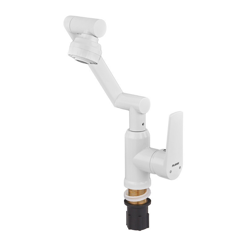 Змішувач для умивальника з регульованим виливом Plamix Oscar-001-FX SET White (з підведенням) (Колір білий) (PM6105)   ( 22628 ) Харьков - изображение 7