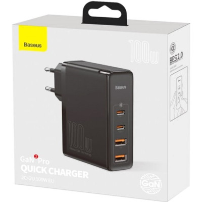 Зарядний пристрій Baseus 2xUSB 100W GaN (2xUSB-C+2xUSB-A) black (CCGAN2P-L01) Вінниця - фото 7