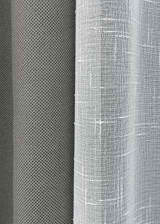 Комплект штор VR-Textil рогожка премиум TERRA LUXE 150х270 2шт и Тюль 400х270 1862ш-115т серый с белым 71-068/3 Киев