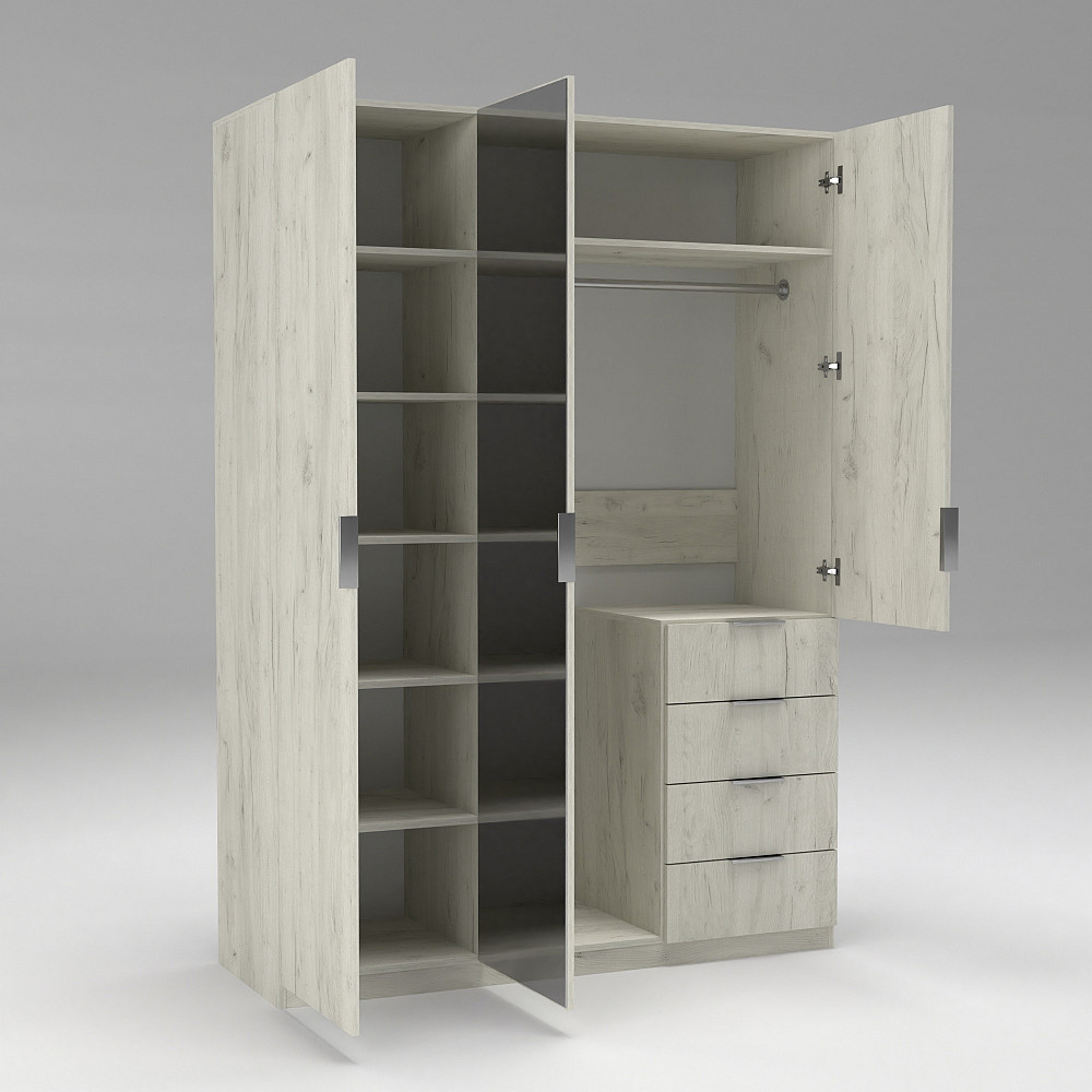 Шкаф Кристалл 2, Дуб Крафт Білий, 1500х520х2100 Львов - изображение 5