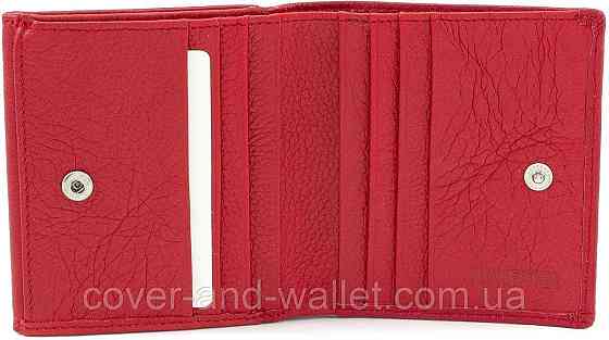 Маленький жіночий шкіряний гаманець із зручною монетницею червоного кольору ST 219 Київ