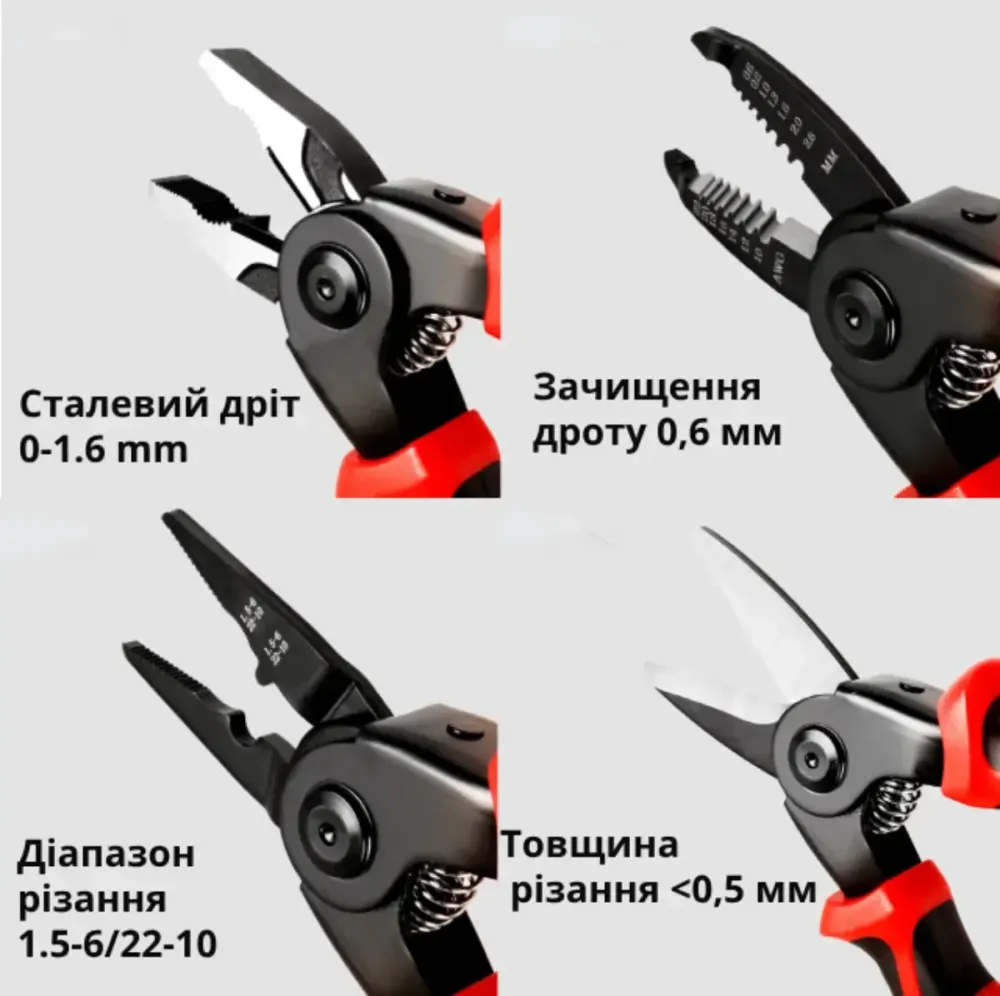 Многофункциональные плоскогубцы 5 в 1, сменные головки, нержавеющая сталь, длина 20 см, резка проводов до 6 мм Одесса - изображение 8