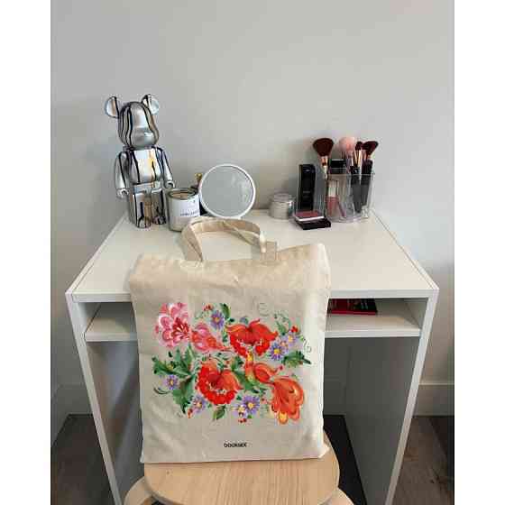 Екошопер BookOpt BK4002 Петриківський розпис Червоні квіти бежевий Київ