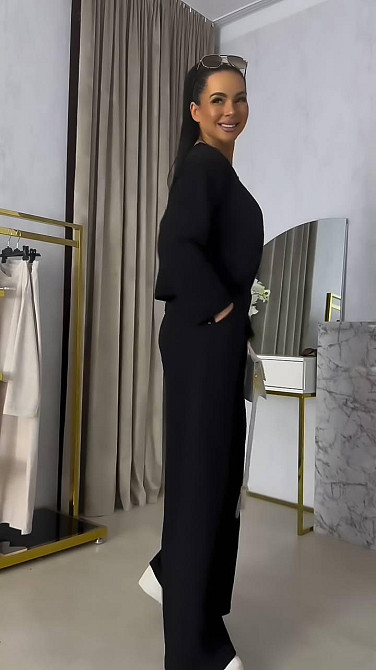 Женский прогулочный костюм двойка: кофта и штаны двунить Черный, 42/46 Одесса - изображение 1