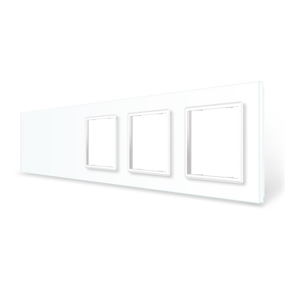 Рамка 5-постова порожня Х сенсорів 3 розетки (Х-Х-0-0-0) LIVOLO, загартоване скло, біла, 365×80 мм (VL-P700/00/E/E/E-10W) Коломия - фото 1