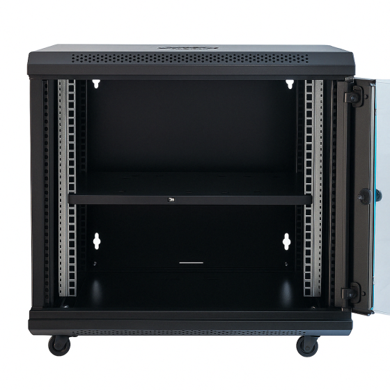 Шафа серверна настінна з полицею GEAR 12U 19'' 600x450x600 Чорна (GWMSN-12U-600-450) Київ