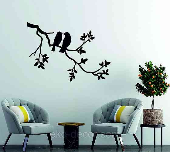 Декоративное настенное Панно «Две птички», Декор на стену 70*49 см, Черный Киев