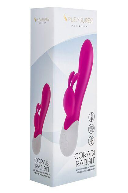 Вібратор-кролик S Pleasures Premium Corabi Rabbit, рожевий, вушка для клітора, 16 режимів, нагрівання Sex Aura Київ - фото 3