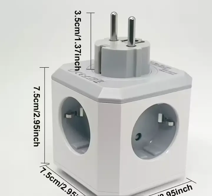 Мережевий розгалужувач перехідник-куб E-SMARTER HHT102DE — Travel Adapter з USB та Type-C Луцьк - фото 4