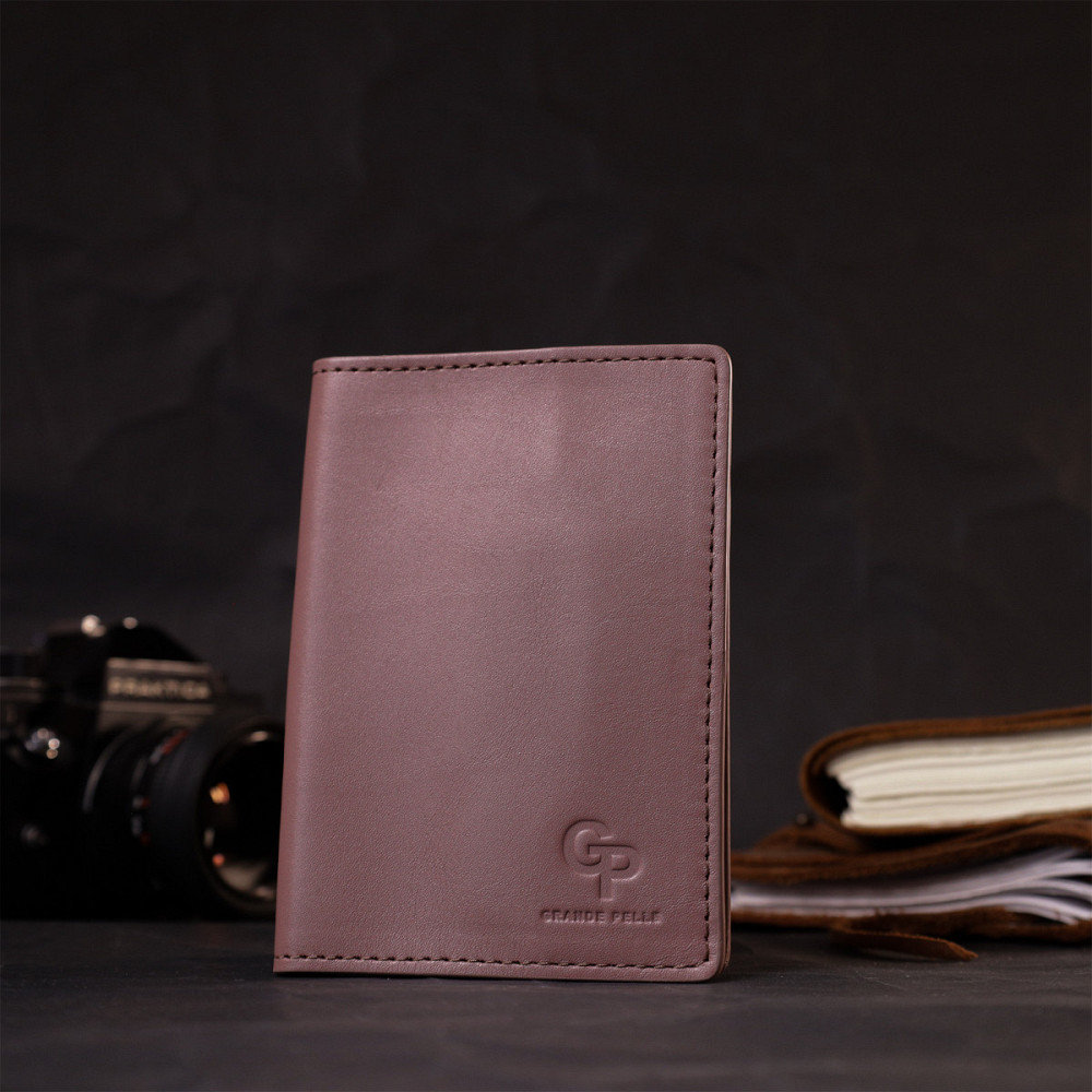 Красивая кожаная обложка на паспорт GRANDE PELLE 16795 Пудровый Киев - изображение 3