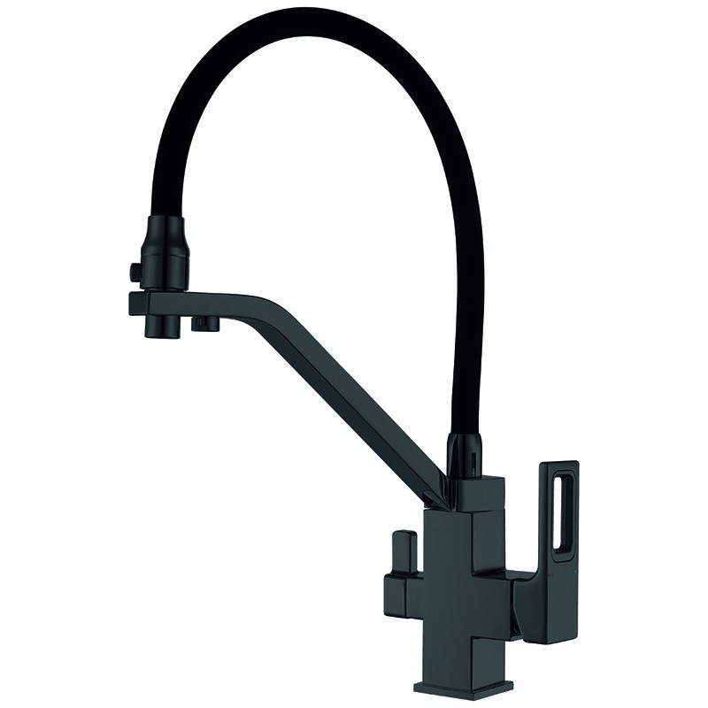 Змішувач для кухні Koer KB-72009-05 з виходом для питної води латунь/колір чорний (KR5007) Чернівці - фото 1