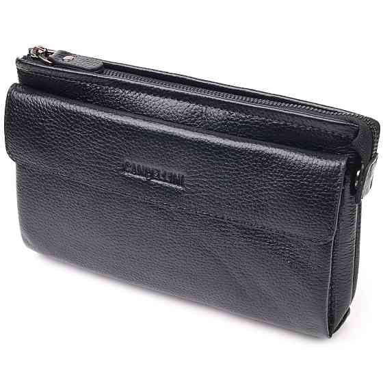 Чоловічий стильний клатч із натуральної шкіри CANPELLINI 21551 Чорний Київ