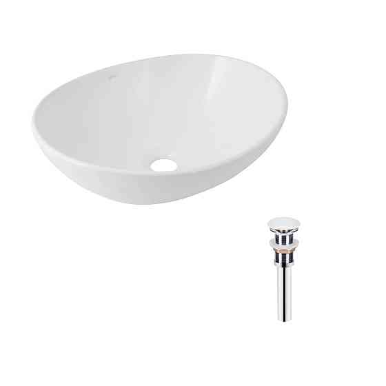 Комплект Qtap Dove: Раковина накладна овальна 415x340x140 мм White + Донний клапан PU02 Київ