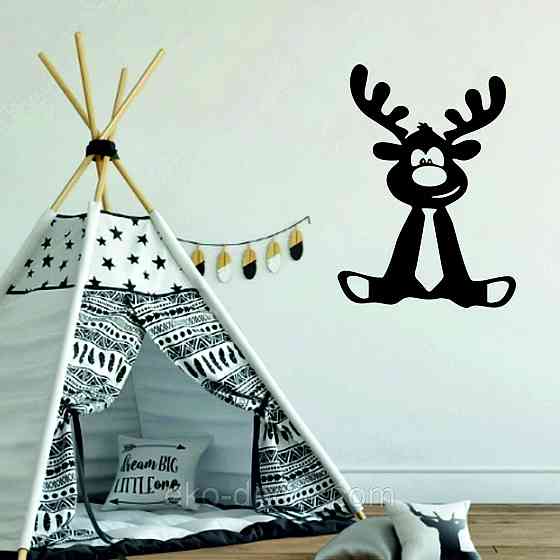 Декоративное настенное Панно «Олень», Декор на стену 90*65 см, Черный Киев