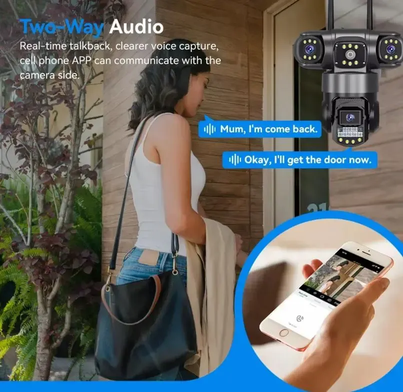 Уличная поворотная Wi-Fi IP камера видеонаблюдения EVKVO SC28 V380 Pro | 3 Линзы | 16MP Коломия - фото 2