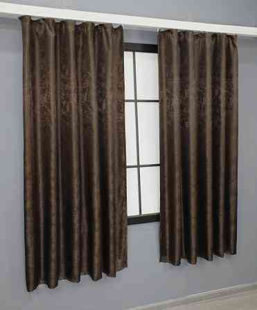 Комплект коротких штор VR-Textil Жакард Мармур Al1 № 436ш Коричневий 130х170 см 2 шт (35-0212) Київ
