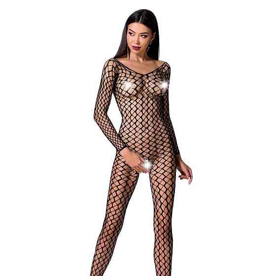 Бодістокінг Passion BS068 black, комбінезон, велика сітка, довгий рукав Sex Aura Київ