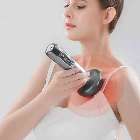 Акумуляторний вакуумний масажер з підігрівом + олія,12 режимів,з USB,Сірий SBR Київ